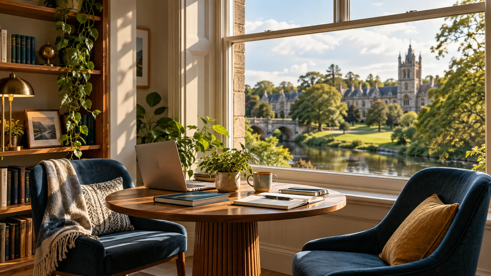 A welcoming guidance workspace looking out onto green grounds
