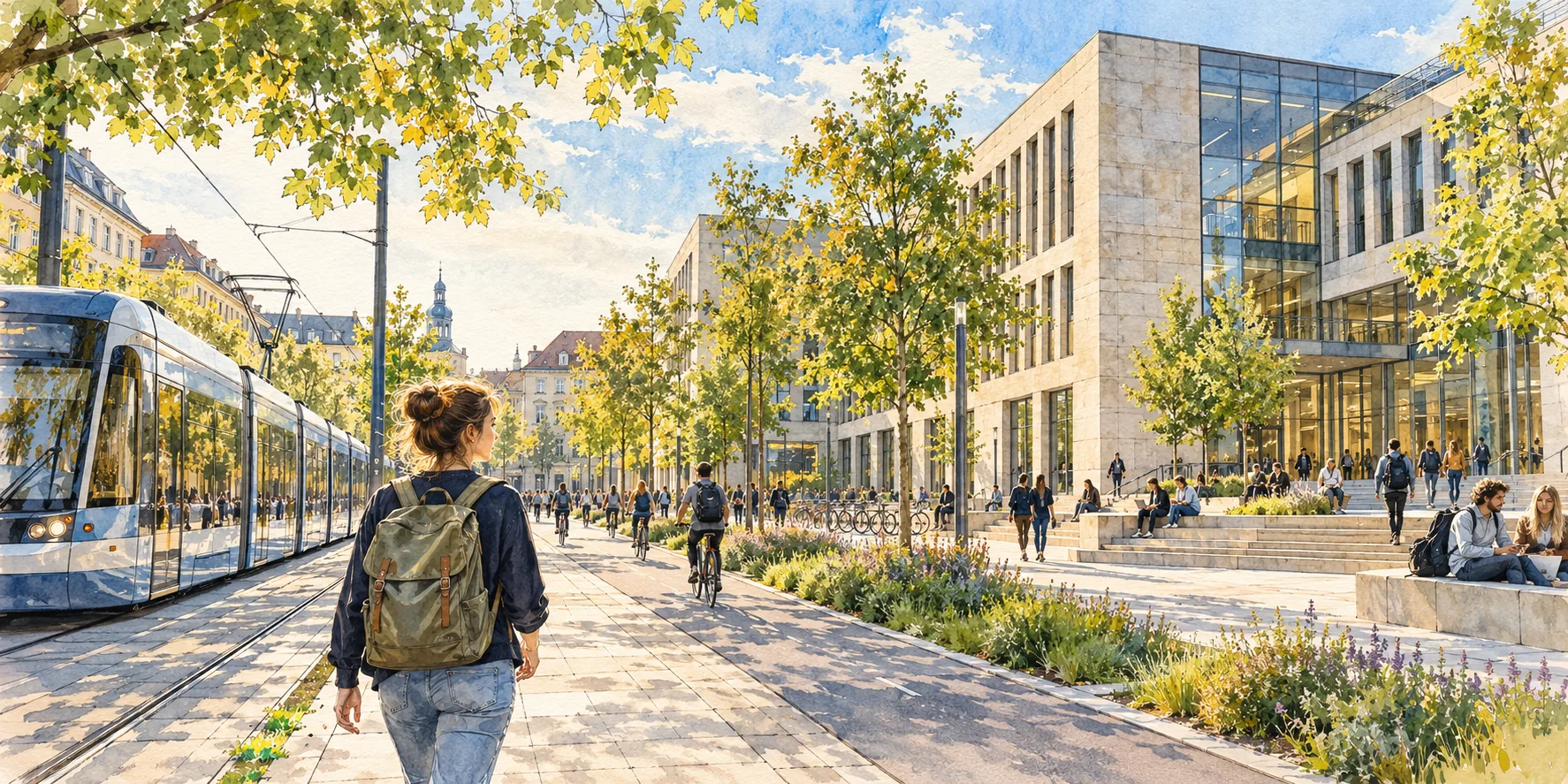 Watercolour of student life in Germany