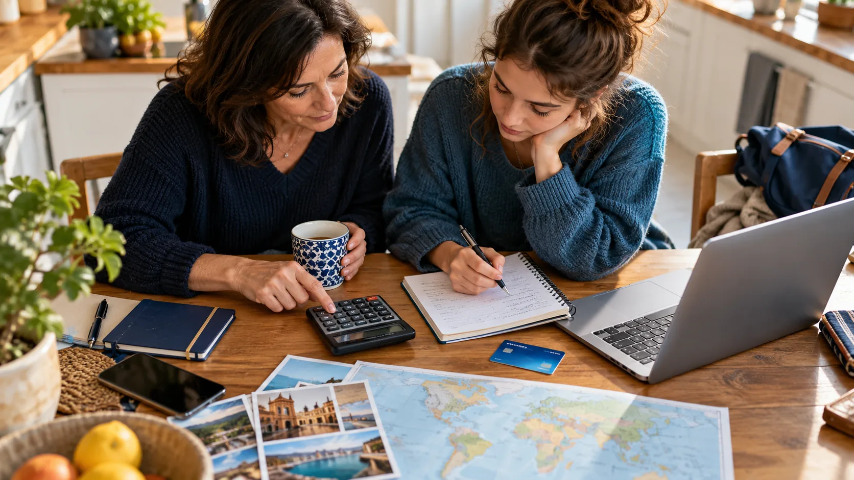 A parent and student preparing a university budget